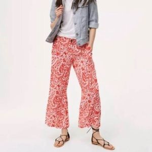 Ann Taylor Loft Burnt Orange/White Paisley Wide Leg Pants Size 12 NEW